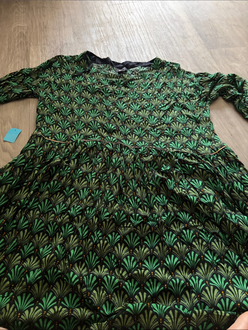 Maeve Green Black Patterned Midi Dress